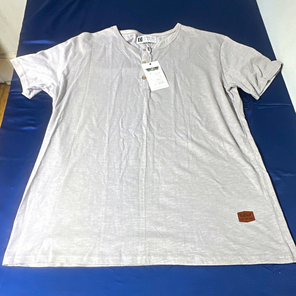 Leif Nelson Men's Gray Solid Henley Short Sleeve T-Shirt 2XL NWT